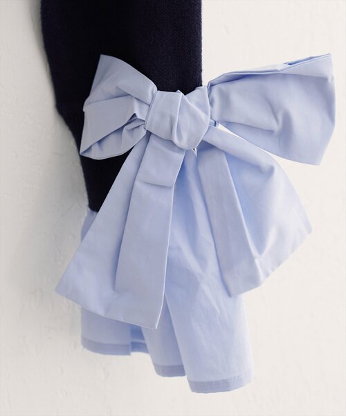 natural couture（ナチュラルクチュール）の「袖口リボンクルーネックカーデ（カーディガン/ボレロ・レディース・ブラウン/ネイビー/オフホワイト/グレー・FREE）」の7枚目の写真