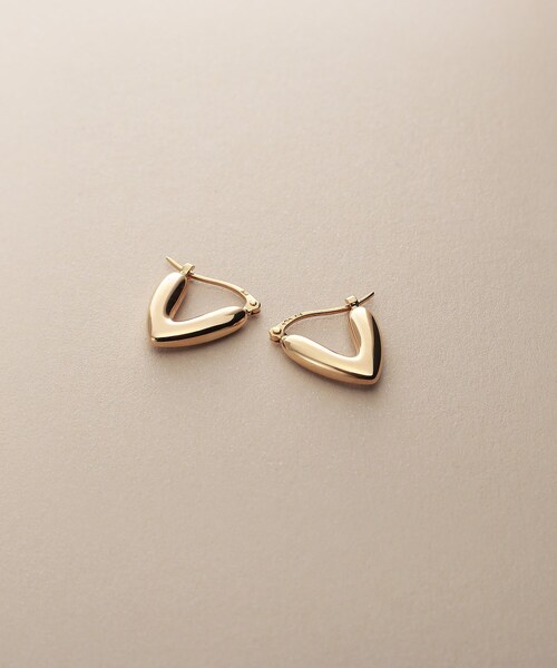 K10中空ハートシェイプ フープピアス（ピアス（両耳用））｜COCOSHNIK