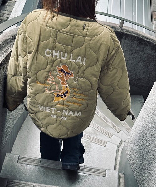HOUSTON(ヒューストン)の「HOUSTON / EMBROIDERY M-65 LINER M-65 ベトジャンライナー / 51513(ミリタリージャケット・メンズ・ブラック/オリーブ・MEDIUM/SMALL)」の9枚目の写真