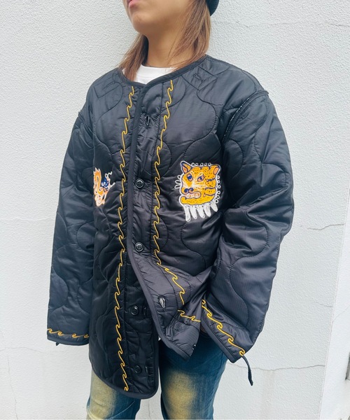 HOUSTON(ヒューストン)の「HOUSTON / EMBROIDERY M-65 LINER M-65 ベトジャンライナー / 51513(ミリタリージャケット・メンズ・ブラック/オリーブ・MEDIUM/SMALL)」の8枚目の写真