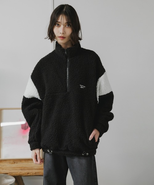 Reebok(リーボック)の「Reebok/ HALF ZIP BOA FLEECE BLOUSON ブルゾン ジャケット 秋服 冬服(ブルゾン・メンズ・アイボリー/ブラック/ライトグレー・XL/L/M/S)」の3枚目の写真