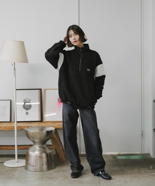 Reebok(リーボック)の「Reebok/ HALF ZIP BOA FLEECE BLOUSON ブルゾン ジャケット 秋服 冬服(ブルゾン・メンズ・アイボリー/ブラック/ライトグレー・XL/L/M/S)」の7枚目の写真
