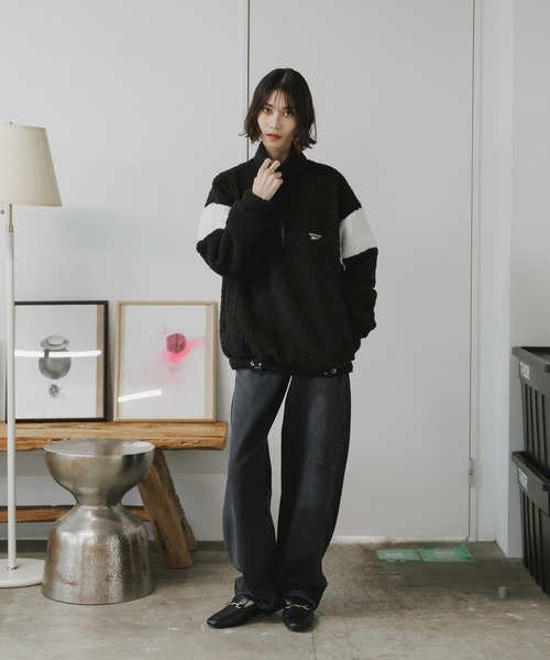 Reebok(リーボック)の「Reebok/ HALF ZIP BOA FLEECE BLOUSON ブルゾン ジャケット 秋服 冬服(ブルゾン・メンズ・アイボリー/ブラック/ライトグレー・XL/L/M/S)」の8枚目の写真