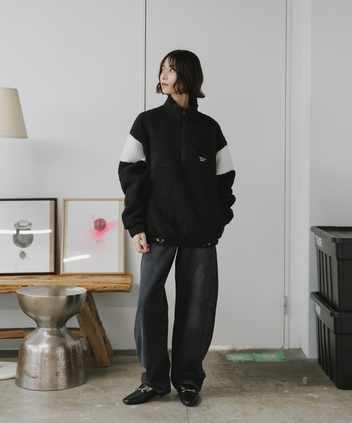 Reebok(リーボック)の「Reebok/ HALF ZIP BOA FLEECE BLOUSON ブルゾン ジャケット 秋服 冬服(ブルゾン・メンズ・アイボリー/ブラック/ライトグレー・XL/L/M/S)」の9枚目の写真