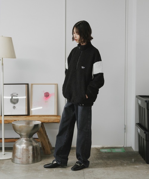 Reebok(リーボック)の「Reebok/ HALF ZIP BOA FLEECE BLOUSON ブルゾン ジャケット 秋服 冬服(ブルゾン・メンズ・アイボリー/ブラック/ライトグレー・XL/L/M/S)」の10枚目の写真