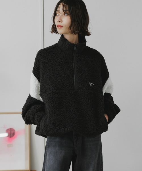 Reebok(リーボック)の「Reebok/ HALF ZIP BOA FLEECE BLOUSON ブルゾン ジャケット 秋服 冬服(ブルゾン・メンズ・アイボリー/ブラック/ライトグレー・XL/L/M/S)」の5枚目の写真