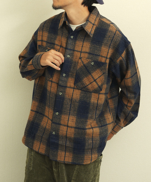 ZIP FIVE(ジップファイブ)の「オンブレ チェックネルシャツ(シャツ/ブラウス・メンズ・ベージュ/レッド/ネイビー系・MEDIUM/LARGE/X-LARGE)」の4枚目の写真