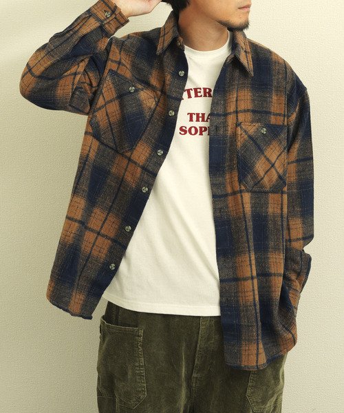 ZIP FIVE(ジップファイブ)の「オンブレ チェックネルシャツ(シャツ/ブラウス・メンズ・ベージュ/レッド/ネイビー系・MEDIUM/LARGE/X-LARGE)」の5枚目の写真