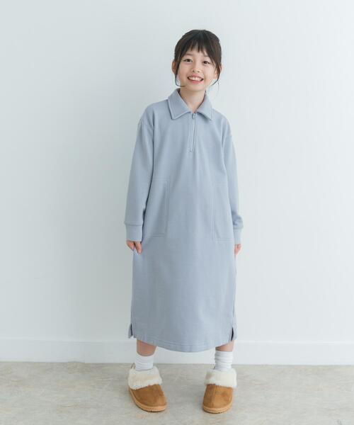 URBAN RESEARCH DOORS（アーバンリサーチドアーズ）の「『WEB/一部店舗限定サイズ』裏毛ハーフジップワンピース(KIDS)（ワンピース・キッズ・ブルー系その他/ホワイト系その他・150/120/135/105）」の11枚目の写真
