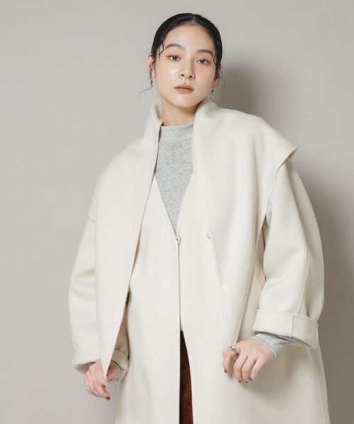 NANO universe(ナノユニバース)の「SUPER110blend リバー三角ストール(ストール/ショール・レディース・ブラック/アイボリー/ライトブルー・FREE)」の9枚目の写真