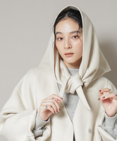 NANO universe(ナノユニバース)の「SUPER110blend リバー三角ストール(ストール/ショール・レディース・ブラック/アイボリー/ライトブルー・FREE)」の20枚目の写真