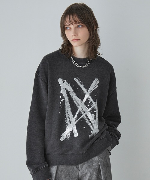 Spielio(シュピーリオ)の「【Spielio】Cracked foil sweatshirt / クラック箔スウェットプルオーバー(スウェット・メンズ・ブラック/ネイビー・L/M/S)」の1枚目の写真