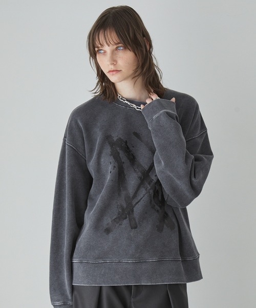 Spielio(シュピーリオ)の「【Spielio】Cracked foil sweatshirt / クラック箔スウェットプルオーバー(スウェット・メンズ・ブラック/ネイビー・L/M/S)」の3枚目の写真
