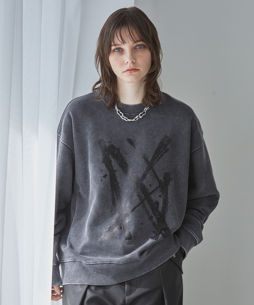 Spielio(シュピーリオ)の「【Spielio】Cracked foil sweatshirt / クラック箔スウェットプルオーバー(スウェット・メンズ・ブラック/ネイビー・L/M/S)」の6枚目の写真
