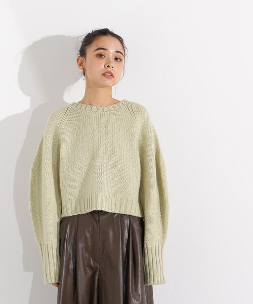 N.（N. Natural Beauty Basic）（エヌエヌナチュラルビューティーベーシック）の「ミドルゲージフォルムニット（ニット/セーター・レディース・ライトグリーン/オフホワイト/グレー・MEDIUM）」の14枚目の写真