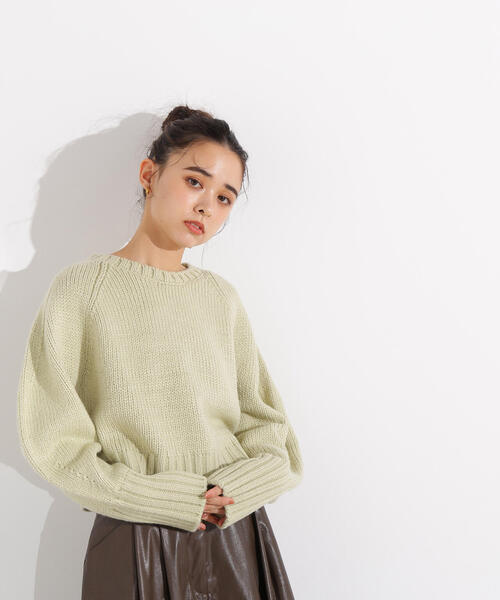 N.（N. Natural Beauty Basic）（エヌエヌナチュラルビューティーベーシック）の「ミドルゲージフォルムニット（ニット/セーター・レディース・ライトグリーン/オフホワイト/グレー・MEDIUM）」の10枚目の写真