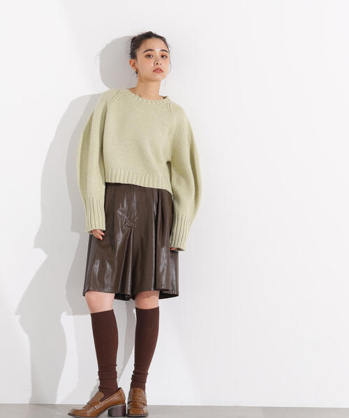 N.（N. Natural Beauty Basic）（エヌエヌナチュラルビューティーベーシック）の「ミドルゲージフォルムニット（ニット/セーター・レディース・ライトグリーン/オフホワイト/グレー・MEDIUM）」の7枚目の写真
