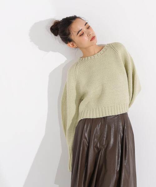 N.（N. Natural Beauty Basic）（エヌエヌナチュラルビューティーベーシック）の「ミドルゲージフォルムニット（ニット/セーター・レディース・ライトグリーン/オフホワイト/グレー・MEDIUM）」の6枚目の写真