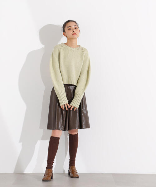 N.（N. Natural Beauty Basic）（エヌエヌナチュラルビューティーベーシック）の「ミドルゲージフォルムニット（ニット/セーター・レディース・ライトグリーン/オフホワイト/グレー・MEDIUM）」の5枚目の写真