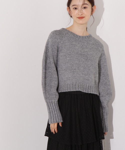 N.（N. Natural Beauty Basic）（エヌエヌナチュラルビューティーベーシック）の「ミドルゲージフォルムニット（ニット/セーター・レディース・ライトグリーン/オフホワイト/グレー・MEDIUM）」の3枚目の写真