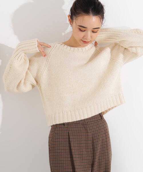 N.（N. Natural Beauty Basic）（エヌエヌナチュラルビューティーベーシック）の「ミドルゲージフォルムニット（ニット/セーター・レディース・ライトグリーン/オフホワイト/グレー・MEDIUM）」の2枚目の写真