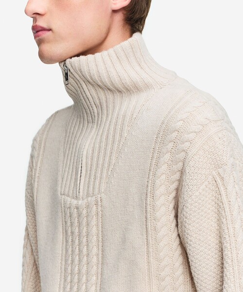 セール】ケーブルニット オーバーサイズハーフジップセーター（ニット