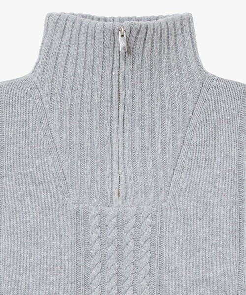 セール】ケーブルニット オーバーサイズハーフジップセーター（ニット
