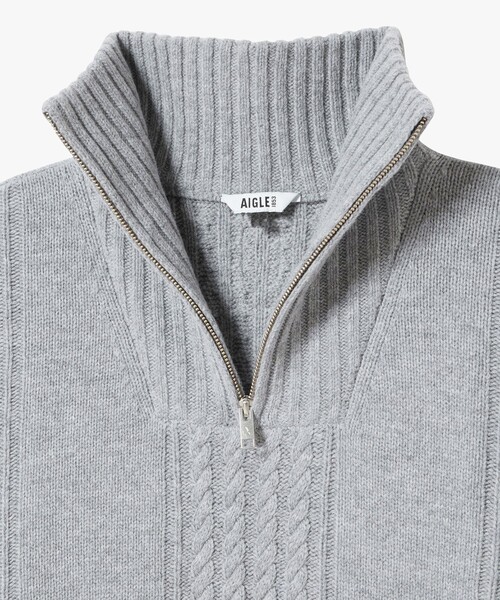 AIGLE（エーグル）の「ケーブルニット オーバーサイズハーフジップセーター（ニット/セーター・メンズ・ライトグレー/オフホワイト・M/L/XL/S）」の17枚目の写真