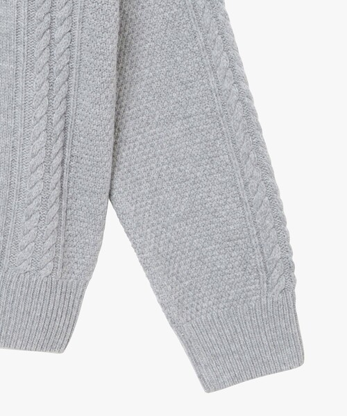 AIGLE（エーグル）の「ケーブルニット オーバーサイズハーフジップセーター（ニット/セーター・メンズ・ライトグレー/オフホワイト・M/L/XL/S）」の19枚目の写真