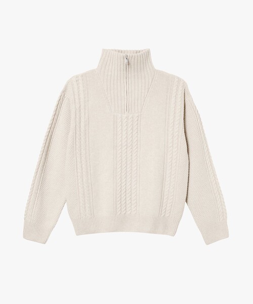 AIGLE（エーグル）の「ケーブルニット オーバーサイズハーフジップセーター（ニット/セーター・メンズ・ライトグレー/オフホワイト・M/L/XL/S）」の20枚目の写真