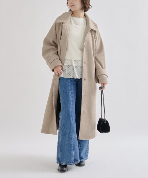 mystic（ミスティック）の「【2サイズ展開◎/裏地がバイカラー仕様】テントライン ロングコート（その他アウター・レディース・ブラック/ベージュ/アイボリー・1/2）」の19枚目の写真