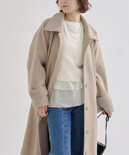 mystic 【2サイズ展開◎/裏地がバイカラー仕様】テントライン ロングコート 2サイズ展開◎/裏地がバイカラー仕様】テントライン ロングコート