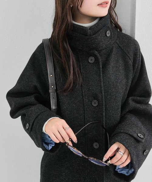 2サイズ展開◎/裏地がバイカラー仕様】テントライン ロングコート