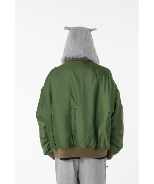 DISCOVERED(ディスカバード)の「DEVILS EAR HOODIE DOWN MA-1(MA-1・メンズ・カーキ/ブラック・SMALL/LARGE)」の8枚目の写真
