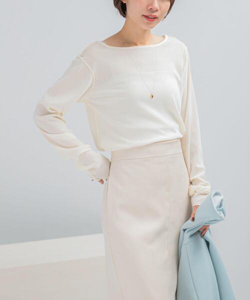 URBAN RESEARCH ROSSO WOMEN（アーバンリサーチ　ロッソ）の「シアーベロアシームデザインプルオーバー（Tシャツ/カットソー・レディース・ブラウン/ライトブルー/オフホワイト・FREE）」の4枚目の写真