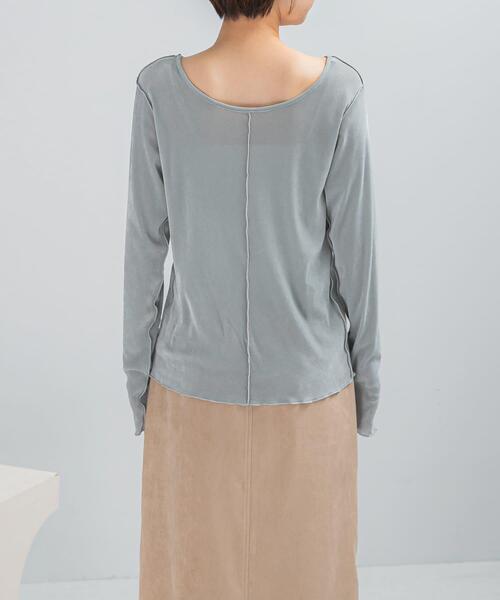 URBAN RESEARCH ROSSO WOMEN（アーバンリサーチ　ロッソ）の「シアーベロアシームデザインプルオーバー（Tシャツ/カットソー・レディース・ブラウン/ライトブルー/オフホワイト・FREE）」の12枚目の写真
