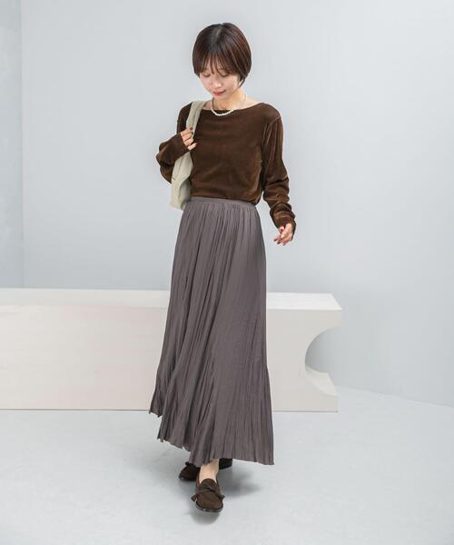 URBAN RESEARCH ROSSO WOMEN（アーバンリサーチ　ロッソ）の「シアーベロアシームデザインプルオーバー（Tシャツ/カットソー・レディース・ブラウン/ライトブルー/オフホワイト・FREE）」の17枚目の写真