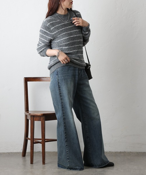 COLONY 2139（コロニートゥーワンスリーナイン）の「シャギーボーダーニットプルオーバー（ニット/セーター・レディース・ブラック/グレー/ブラウン・FREE）」の13枚目の写真