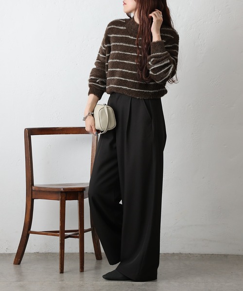 COLONY 2139（コロニートゥーワンスリーナイン）の「シャギーボーダーニットプルオーバー（ニット/セーター・レディース・ブラック/グレー/ブラウン・FREE）」の19枚目の写真