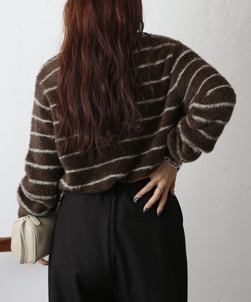 COLONY 2139（コロニートゥーワンスリーナイン）の「シャギーボーダーニットプルオーバー（ニット/セーター・レディース・ブラック/グレー/ブラウン・FREE）」の16枚目の写真