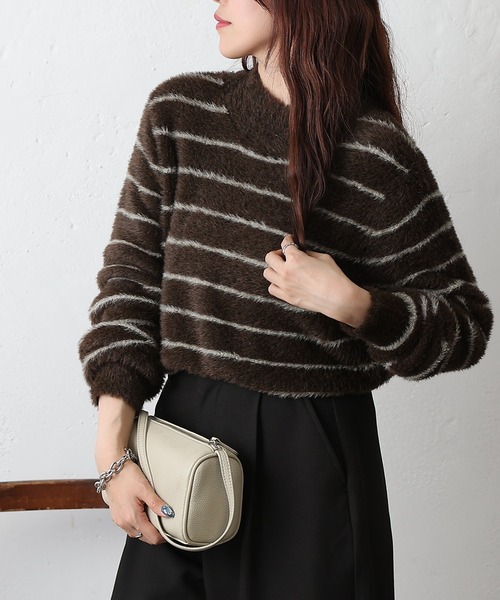 COLONY 2139（コロニートゥーワンスリーナイン）の「シャギーボーダーニットプルオーバー（ニット/セーター・レディース・ブラック/グレー/ブラウン・FREE）」の15枚目の写真