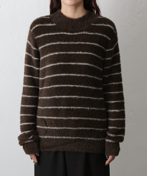 COLONY 2139（コロニートゥーワンスリーナイン）の「シャギーボーダーニットプルオーバー（ニット/セーター・レディース・ブラック/グレー/ブラウン・FREE）」の22枚目の写真