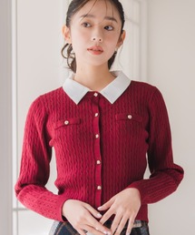 MISCH MASCH | 2025秋冬新作 シャツ襟付きケーブルカーディガン(カーディガン/ボレロ)