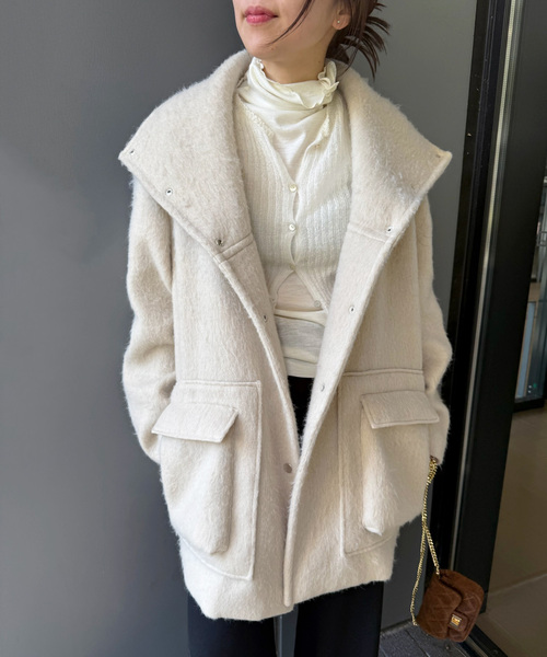 EDIT. FOR LULU(エディットフォールル)の「【Hella/ヘラ】wool shaggy coat(その他アウター・レディース・チャコールグレー/ベージュ・FREE)」の2枚目の写真