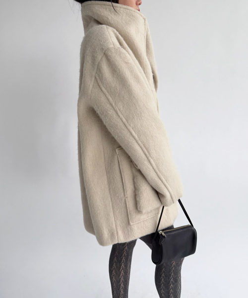 EDIT. FOR LULU(エディットフォールル)の「【Hella/ヘラ】wool shaggy coat(その他アウター・レディース・チャコールグレー/ベージュ・FREE)」の3枚目の写真