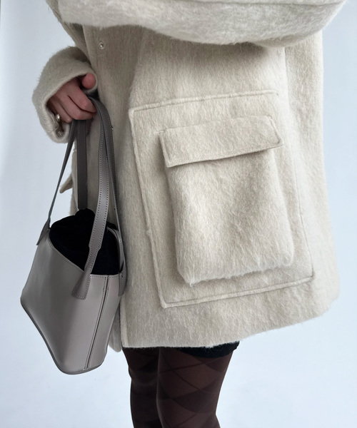 EDIT. FOR LULU(エディットフォールル)の「【Hella/ヘラ】wool shaggy coat(その他アウター・レディース・チャコールグレー/ベージュ・FREE)」の4枚目の写真