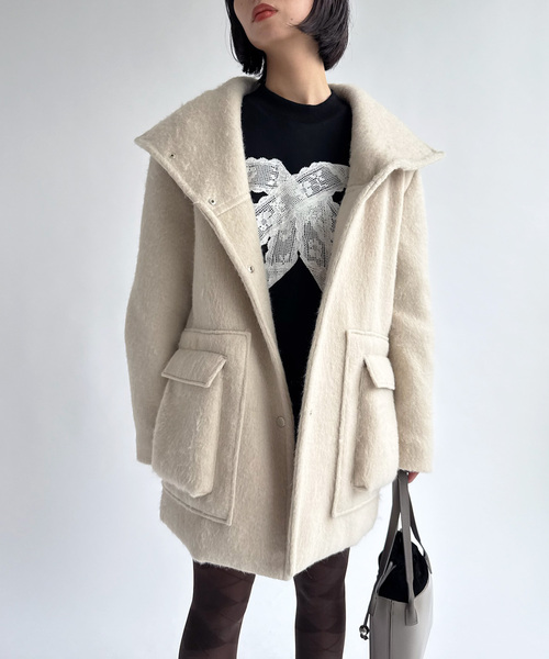 EDIT. FOR LULU(エディットフォールル)の「【Hella/ヘラ】wool shaggy coat(その他アウター・レディース・チャコールグレー/ベージュ・FREE)」の7枚目の写真