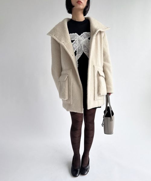 EDIT. FOR LULU(エディットフォールル)の「【Hella/ヘラ】wool shaggy coat(その他アウター・レディース・チャコールグレー/ベージュ・FREE)」の8枚目の写真