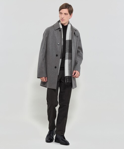 MACKINTOSH LONDON（マッキントッシュ ロンドン）の「ベビーアルパカ リバーシブルパネルチェックマフラー（マフラー・メンズ・ベージュ系その他3/チャコールグレー・FREE）」の3枚目の写真