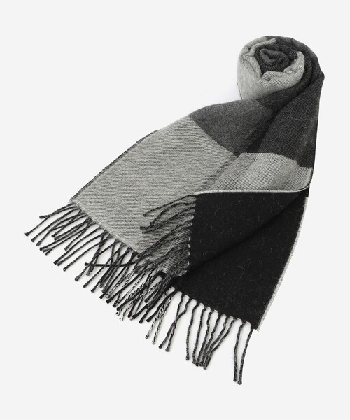 MACKINTOSH LONDON（マッキントッシュ ロンドン）の「ベビーアルパカ リバーシブルパネルチェックマフラー（マフラー・メンズ・ベージュ系その他3/チャコールグレー・FREE）」の7枚目の写真